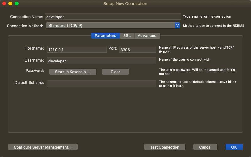 Creating a new connection inside MySQL Workbench