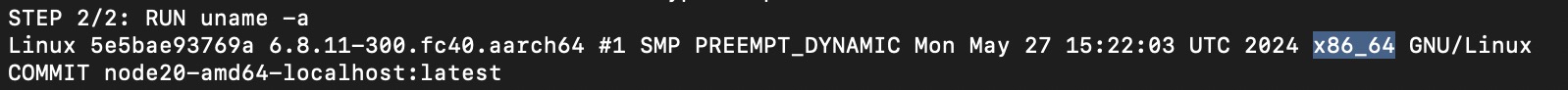 Output from Podman VM